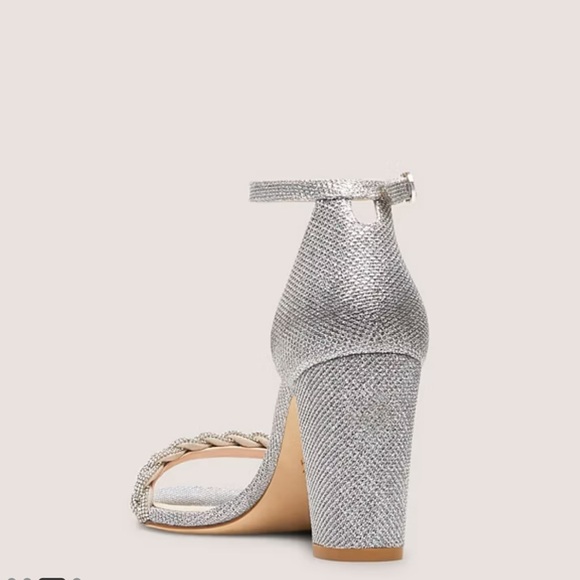NEW Stuart Weitzman Silver Nearly Nude Hi Shine Sandal - Picture 8 of 9